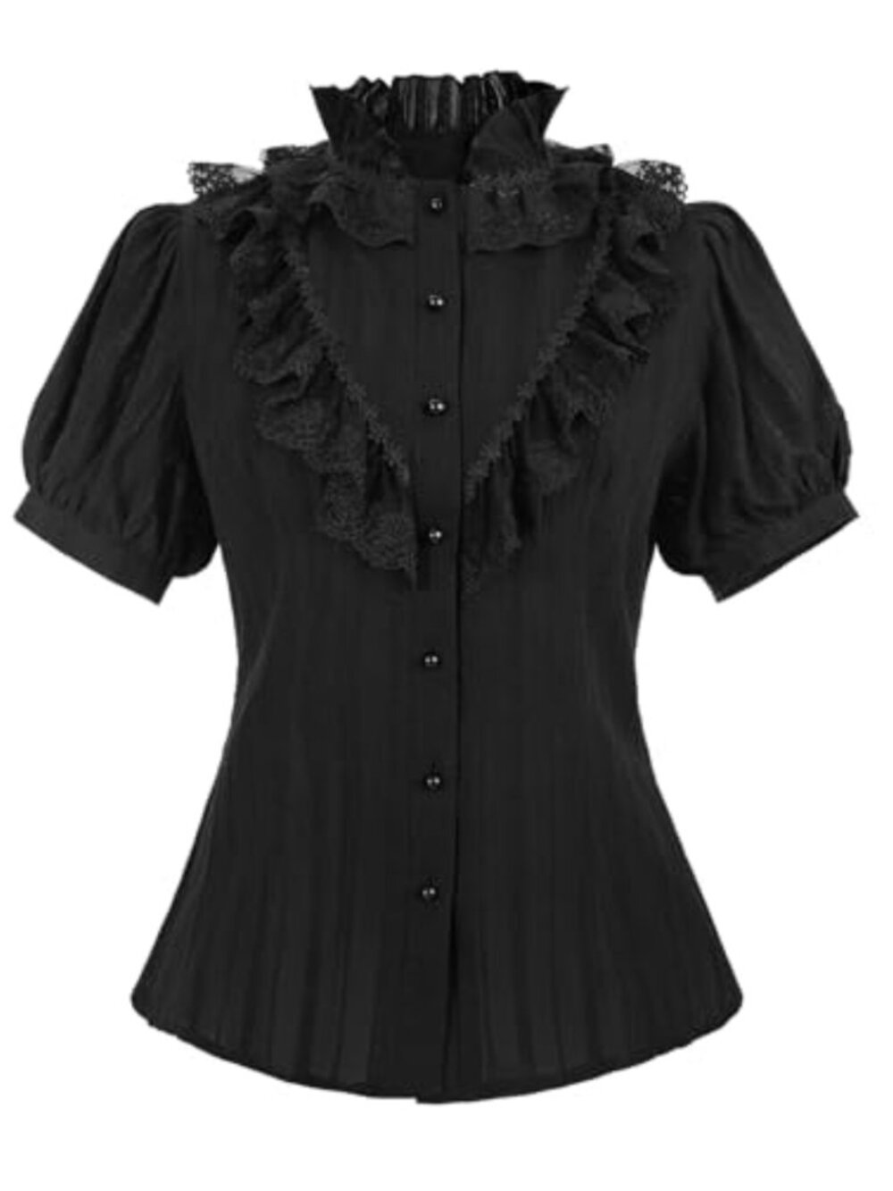 Victorian Lace Blouse Gothic Renaissance Ruffle Long Sleeve Top